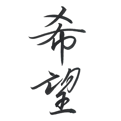 行書で書いた「希望」縦書き