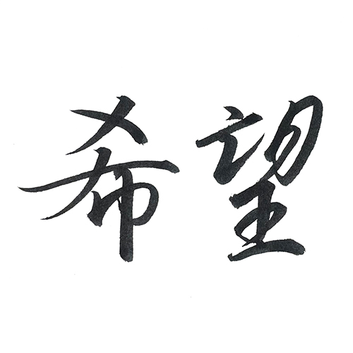 行書で書いた「希望」横書き
