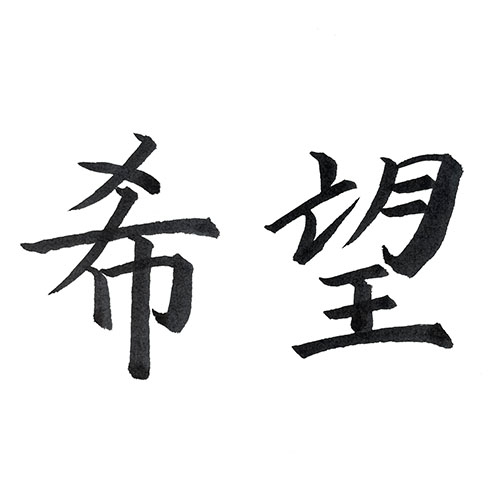 楷書で書いた「希望」横書き