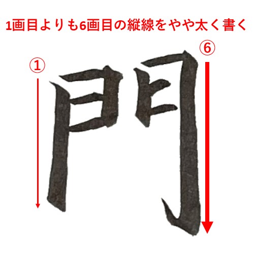 「門」を楷書で書く解説1